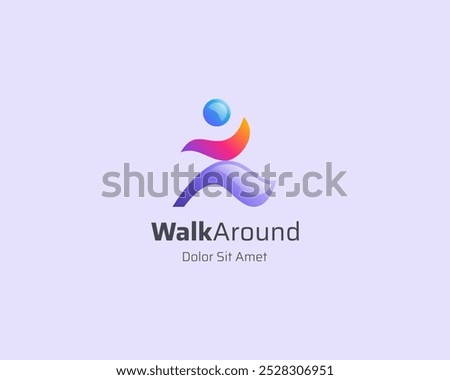 Abstract walk people logo gradient