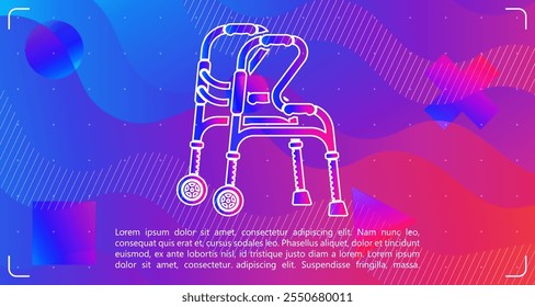 Abstract walkers-themed background featuring geometric patterns, flowing waves, and warm colors, evoking motion, support, and freedom in mobility design.