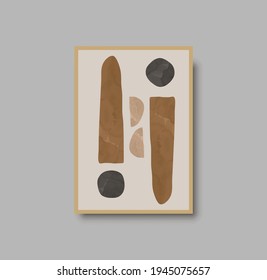 Abstract wall art, boho art print. Minimal shapes on beige, Bedroom wall art. Trendy wall decor. Abstract poster with neutral shapes for luxury boho interior. Artwork, hand drawn vector watercolor
