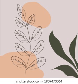 Abstract Wall Art, Botanical Line Drawing, Bohemian Decor, Minimalist Print