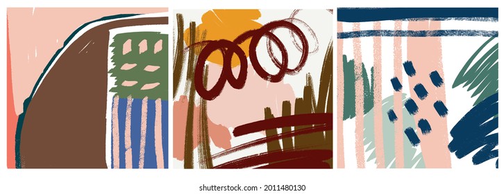 Abstrakte Wandkunst-Dekoration im boho-Bio-Stil. Moderner, zeitgenössischer Hintergrund. Farbiges Vektordesign für Poster, Tapete, Druck, Cover. 