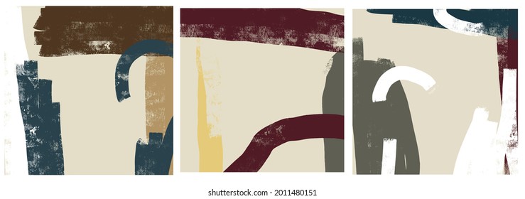 Abstract wall art collection decor in boho organic style. Modern contemporary background. Colorful vector design for poster, wallpaper, print, cover. 
