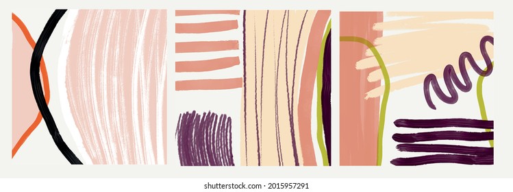 Abstract wall art collection decor. Modern contemporary background. Colorful vector design for poster, wallpaper, print, cover. 