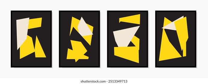 Un diseño abstracto del arte de la pared con un color amarillo llamativo en un fondo oscuro. Ideal para impresiones digitales, cubiertas, tarjetas, tapices y todas las cosas relacionadas con el arte de la pared.