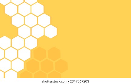 Abstract wall art with hexagon grid cells on yellow background vector illustration.