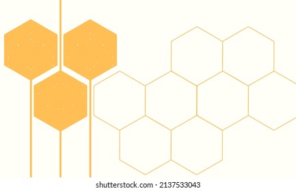 Abstract wall art with hexagon shape on pastel background vector illustration.