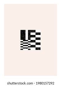 Arte mural abstracto. Inspirado por el diseño de bauhaus de mediados de siglo, fondo geométrico vectorial contemporáneo. Plantilla de póster minimalista con formas geométricas simples de color negro y textura desgastada aislada

