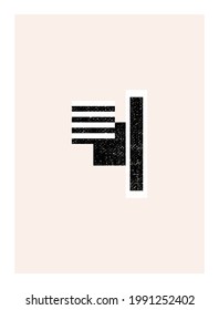 Arte mural abstracto. Inspirado por el diseño de bauhaus de mediados de siglo, fondo geométrico vectorial contemporáneo. Plantilla de póster minimalista con formas geométricas simples de color negro y textura desgastada aislada
