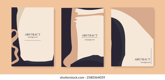 Abstract Wall Art Poster Set. Vector Minimalist Trendy Contemporary Design for Wall Art, Prints, Social Media, Posters, Invitations, Branding Design. Grunge Textured Background Design