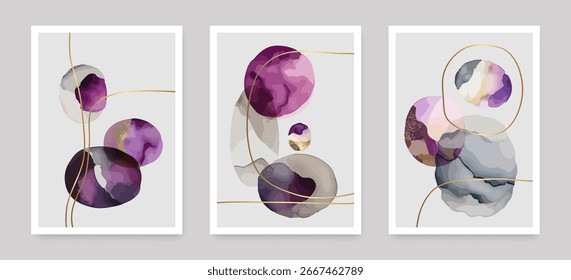 Abstractas conjunto de póster de arte de pared. Diseño contemporáneo de moda minimalista de Vector para arte de pared, estampados, redes sociales, carteles, invitaciones, diseño de marca. Diseño de fondo texturizado Grunge