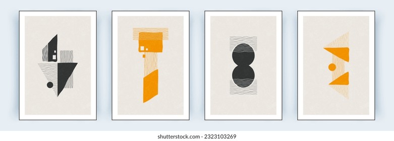 Abstract wall art set. Minimalist hand drawn design for wall decor.