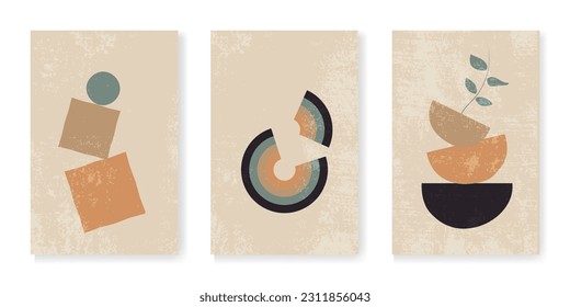 Abstract wall art textured vector collection. Abstract organic shape Art design for poster, print, cover, wallpaper, Minimal and natural wall art.