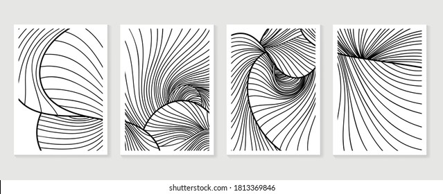 Abstract wall art vector collection.  Abstract organic shape line Art design for poster, print, cover, wallpaper, Minimal and  natural wall art. Vector illustration.