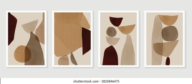 Abstract Wall Art Vector Collection.  Abstract Organic Shape Art Design For Poster, Print, Cover, Wallpaper, Minimal And  Natural Wall Art. Vector Illustration.
