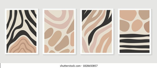 Abstract wall art vector collection.  Abstract organic shape Art design for poster, print, cover, wallpaper, Minimal and  natural wall art. Vector illustration.
