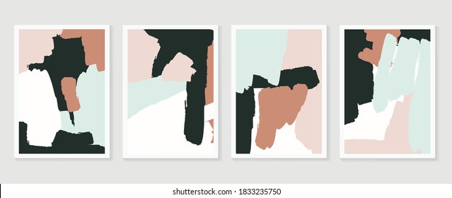 Abstract wall art vector collection.  Abstract organic shape Art design for poster, print, cover, wallpaper, Minimal and  natural wall art. Vector illustration.
