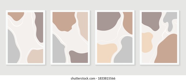 Abstrakte Wandkunst, Vektorgrafik-Sammlung.  Abstrakte organische Form Kunstdesign für Poster, Druck, Cover, Tapete, Minimale und natürliche Wandkunst. Vektorgrafik.