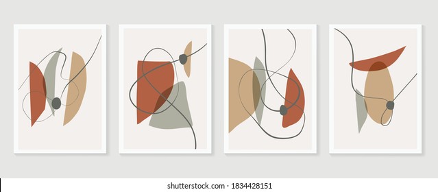 Abstract wall art vector collection.  Abstract organic shape Art design for poster, print, cover, wallpaper, Minimal and  natural wall art. Vector illustration.