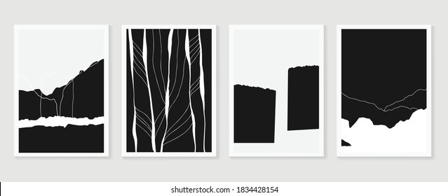 Abstract Wall Art Vector Collection.  Abstract Organic Shape Art Design For Poster, Print, Cover, Wallpaper, Minimal And  Natural Wall Art. Vector Illustration.