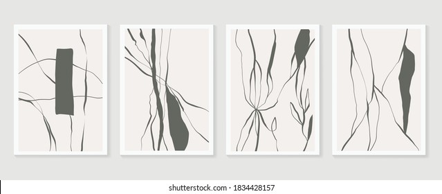 Abstrakte Wandkunst, Vektorgrafik-Sammlung.  Abstrakte organische Form Kunstdesign für Poster, Druck, Cover, Tapete, Minimale und natürliche Wandkunst. Vektorgrafik.