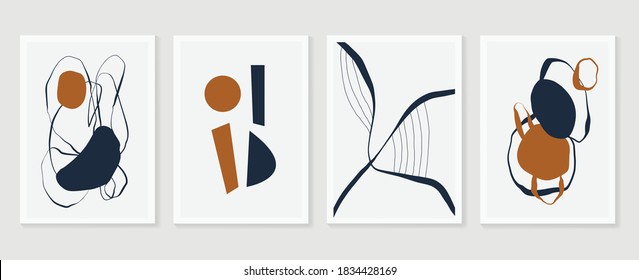 Abstract wall art vector collection.  Abstract organic shape Art design for poster, print, cover, wallpaper, Minimal and  natural wall art. Vector illustration.