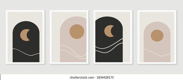 Abstract wall art vector collection.  Abstract organic shape Art design for poster, print, cover, wallpaper, Minimal and  natural wall art. Vector illustration.
