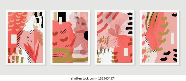 Abstract wall art vector collection.  Abstract organic shape Art design for poster, print, cover, wallpaper, Minimal and  natural wall art. Vector illustration.