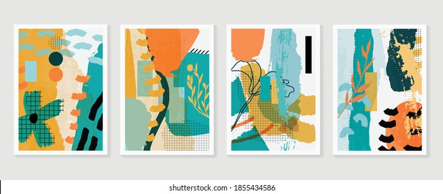 Abstract wall art vector collection.  Abstract organic shape Art design for poster, print, cover, wallpaper, Minimal and  natural wall art. Vector illustration.