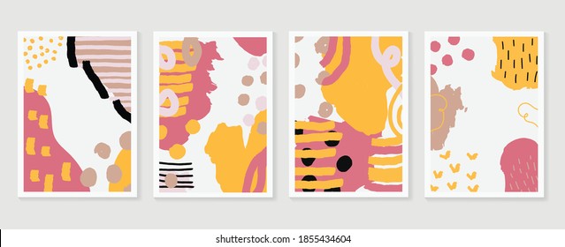 Abstract wall art vector collection.  Abstract organic shape Art design for poster, print, cover, wallpaper, Minimal and  natural wall art. Vector illustration.