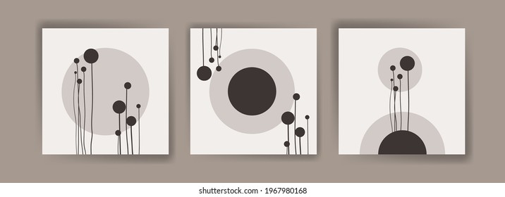 Abstract wall art vector collection. Line art design and organic black and white for posters, prints, covers, wallpapers, natural and minimalist wall art.