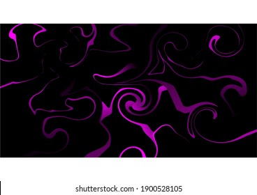 Abstract Wall Art. Vector illustration of a purple cloud patterned abstract art. Black background, can be used for a cover