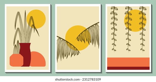 Abstract wall art vector. Organic plant shape art design for poster, print, cover, wallpaper, minimal and natural wall art. Vector illustration. SSTKabstract