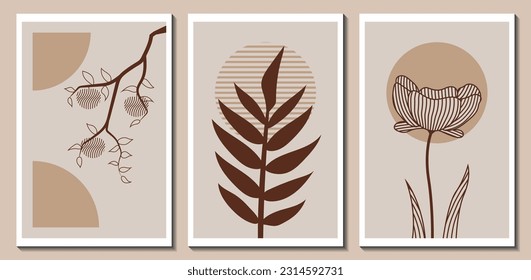 Abstract wall art vector. Organic plant shape art design for poster, print, cover, wallpaper, minimal and natural wall art. Vector illustration. SSTKabstract
