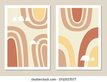 Abstract Wall Art Vector Set. Abstract Rainbow Patterns And Shapes For Collages, Posters, Covers, Perfect For Wall Decoration. Vector.