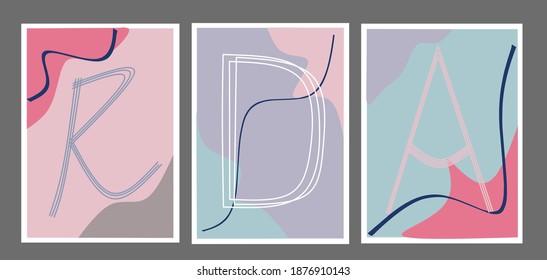 Resumen de arte mural. Resumen de ilustraciones vectoriales de papel pintado. Color rosa y morado. Conjunto de vectores.