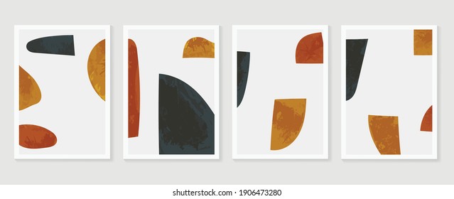 Abstract wall arts vector background collection.  Earth tones Hand drawn organic shape art design for wall framed prints, canvas prints, poster, home decor, cover, wallpaper.