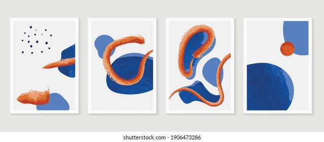 Abstract wall arts vector background collection.  Earth tones Hand drawn organic shape art design for wall framed prints, canvas prints, poster, home decor, cover, wallpaper.