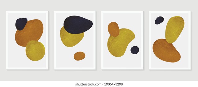 Abstract wall arts vector background collection.  Earth tones Hand drawn organic shape art design for wall framed prints, canvas prints, poster, home decor, cover, wallpaper.