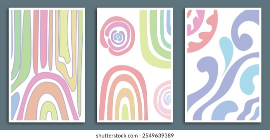 Abstract wall arts vector background collection. Colorful Hand drawn organic shape art design for wall framed prints, canvas prints, poster, home decor.