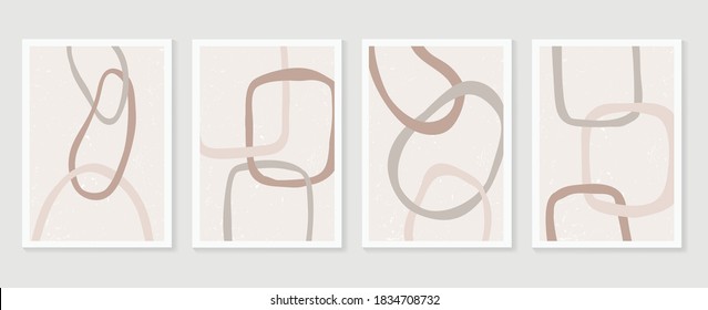 Abstract wall arts vector collection. Earth tones organic shape Art design for poster, print, cover, wallpaper, Minimal and natural wall art. Vector illustration.