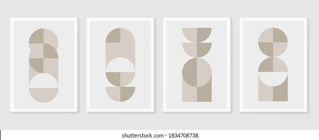 Resumen de colección vectorial de artes murales. Tonos de la Tierra Forma orgánica Diseño artístico para afiches, impresiones, cubiertas, papel pintado, Mínimo y arte de pared natural. Ilustración vectorial.