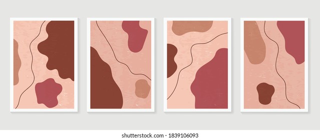 Abstrakte Wandkunst Vektorgrafik-Kollektion.  Erd tönt organische Form Kunstdesign für Poster, Druck, Deckel, Tapeten, Minimale und natürliche Wandkunst. Vektorgrafik.
