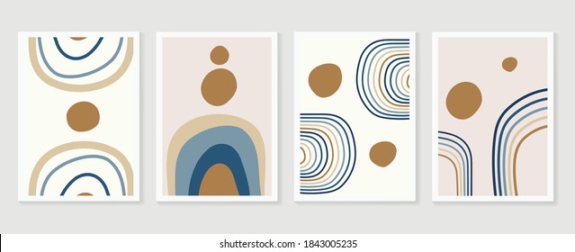 Resumen de colección vectorial de artes murales.  Tonos de la Tierra Forma orgánica Diseño artístico para afiches, impresiones, cubiertas, papel pintado, Mínimo y arte de pared natural. Ilustración vectorial.
