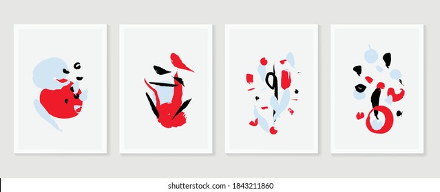 Resumen de colección vectorial de artes murales.  Tonos de la Tierra Forma orgánica Diseño artístico para afiches, impresiones, cubiertas, papel pintado, Mínimo y arte de pared natural. Ilustración vectorial.
