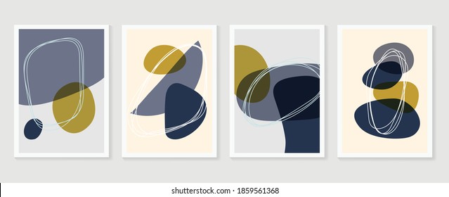 Resumen de colección vectorial de artes murales.  Tonos de la Tierra Forma orgánica Diseño artístico para afiches, impresiones, cubiertas, papel pintado, Mínimo y arte de pared natural. Ilustración vectorial.
