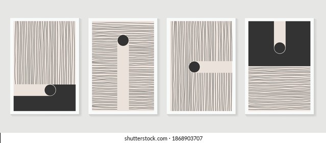 
Abstract wall arts vector collection.  Black and white organic shape Art design for poster, print, cover, wallpaper, Minimal and  natural wall art. Vector illustration.