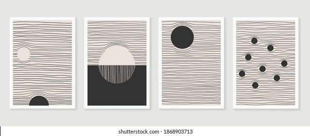 
Abstract wall arts vector collection.  Black and white organic shape Art design for poster, print, cover, wallpaper, Minimal and  natural wall art. Vector illustration.