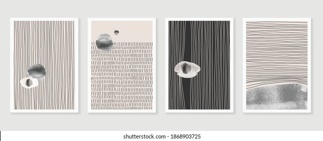 
Abstract wall arts vector collection.  Black and white organic shape Art design for poster, print, cover, wallpaper, Minimal and  natural wall art. Vector illustration.