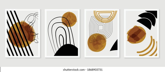 Abstract wall arts vector collection.  Earth tones organic shape Art design for poster, print, cover, wallpaper, Minimal and  natural wall art. Vector illustration.