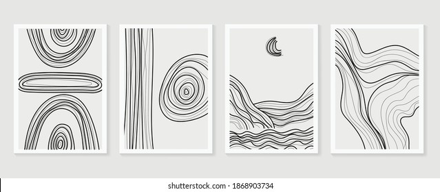 Abstract wall arts vector collection.  Earth tones organic shape Art design for poster, print, cover, wallpaper, Minimal and  natural wall art. Vector illustration.